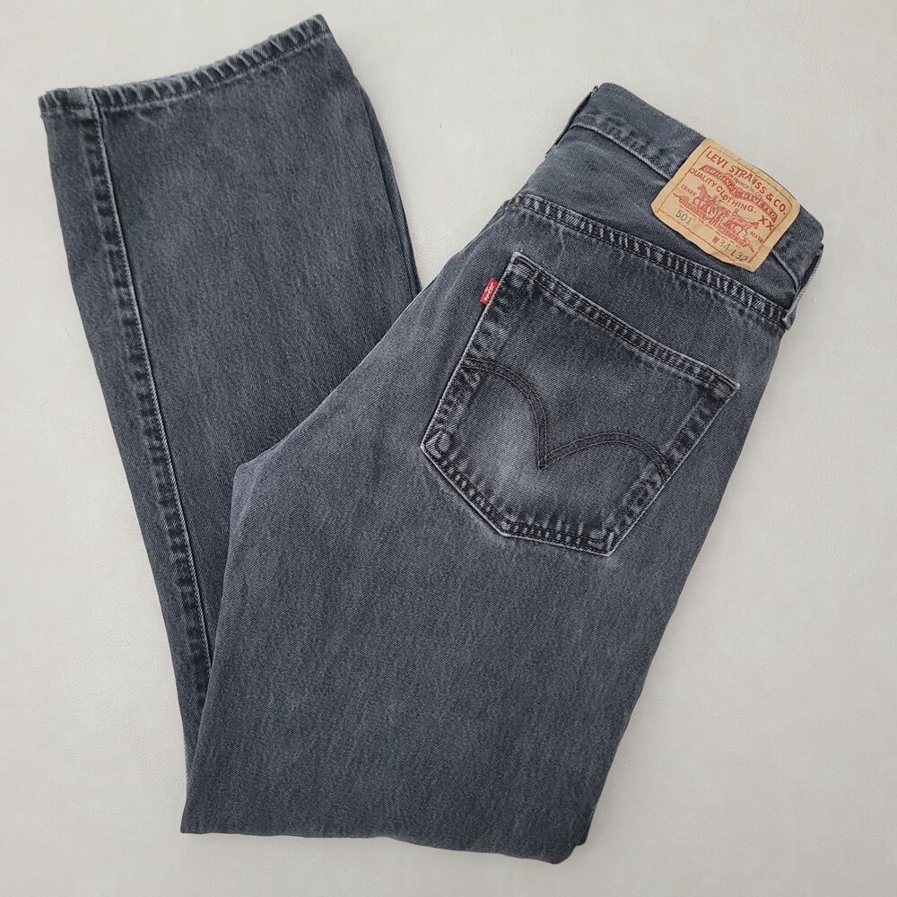 Levi's 501 Button Fly Straight Leg Men's Jeans Size 34x32 Black